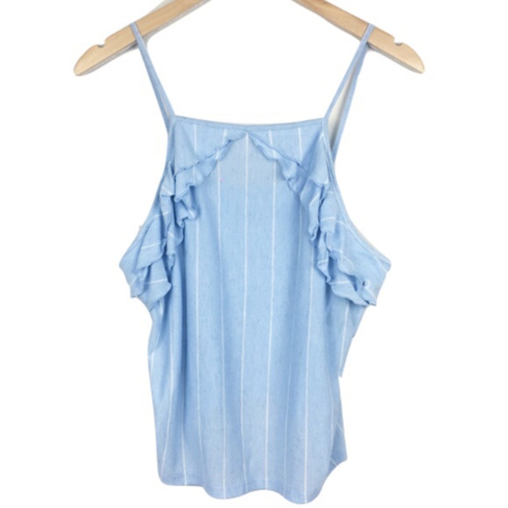 3/$24 ❤️ NWOT AE RUFFLE STRIPED LIGHT BLUE TANK